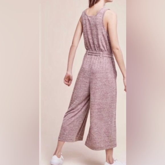 Anthropologie Saturday Sunday maroon tie waist sleeveless wide leg  jumpsuit XS - Picture 2 of 5